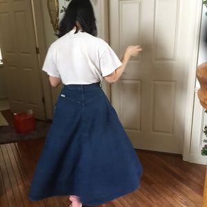 Vintage Blue Denim Maxi Skirt
